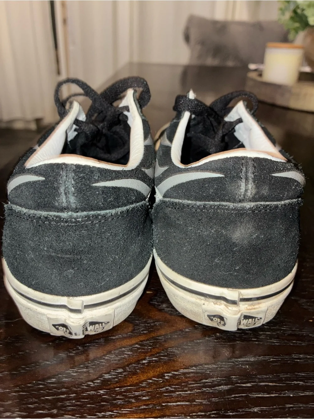 Vans Black & White Low-Top Skate Sneakers with Flame Detail
